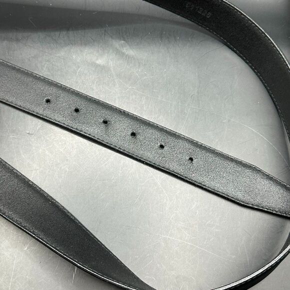 Mens Belt size 43 Black Leather Silver Square Buckle 49 Inches Length - Picture 7 of 10